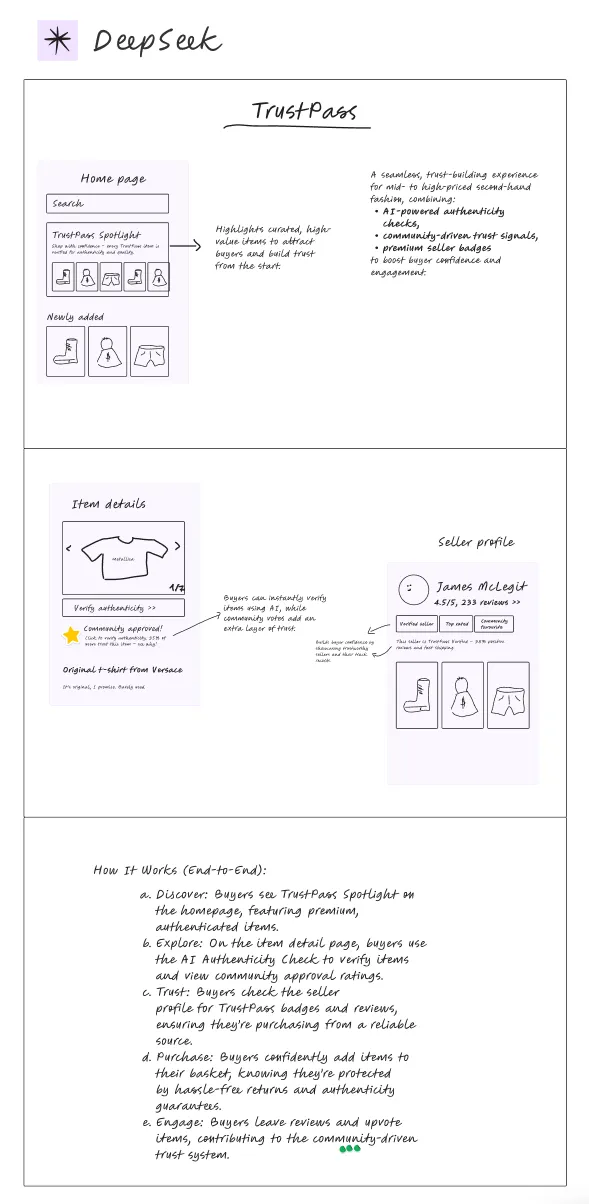 DeepSeek’s TrustPass wireframes