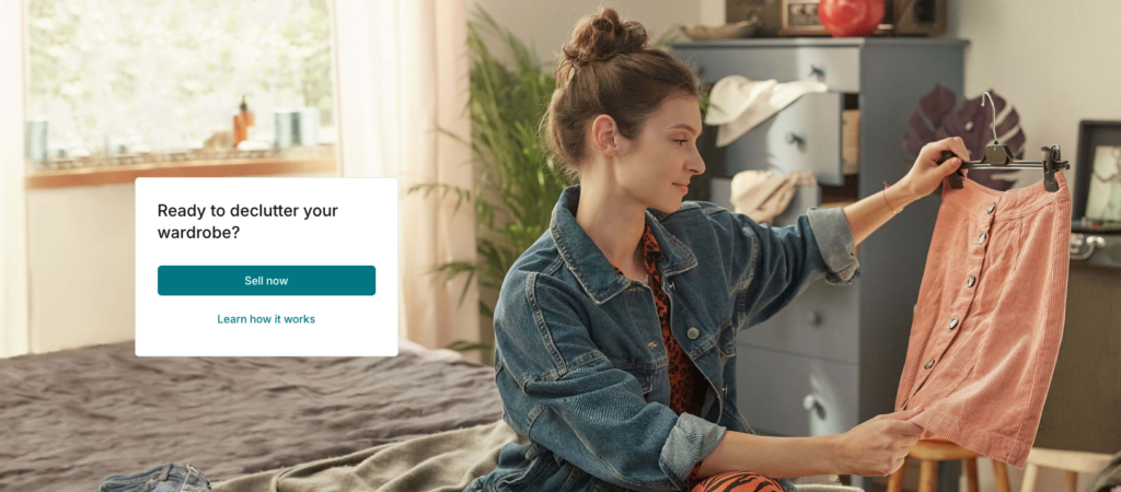 Screenshot of the Vinted home page